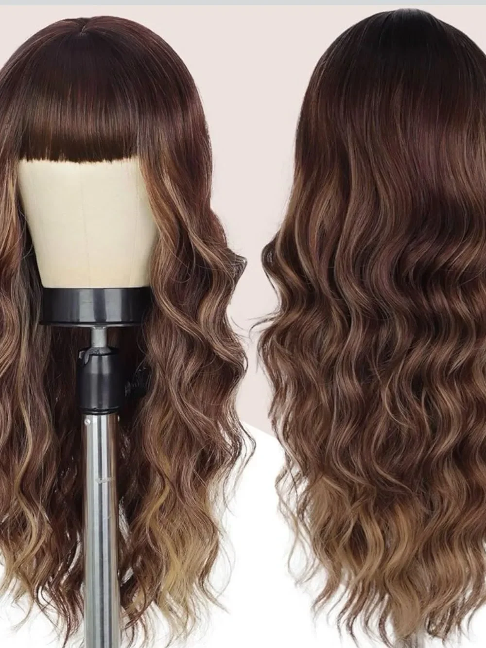 NEW Brown Long Wavy Wig with Blonde Highlights - Natural-Look Women’s Hair